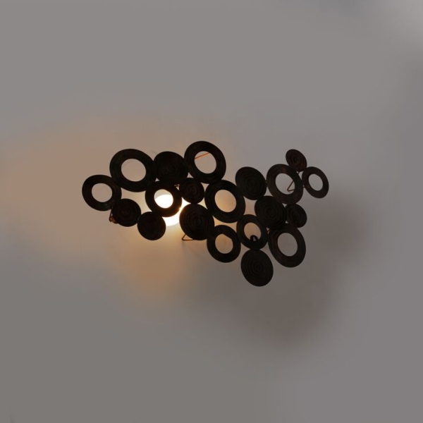Art deco wandlamp koper 77 cm - circles