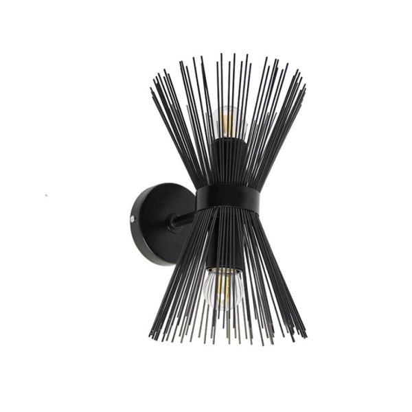 Art deco wandlamp zwart 2-lichts - broom