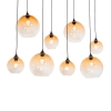 Art deco hanglamp donkerbrons met amber glas 8-lichts - sandra