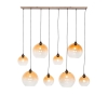 Art deco hanglamp donkerbrons met amber glas 8-lichts - sandra