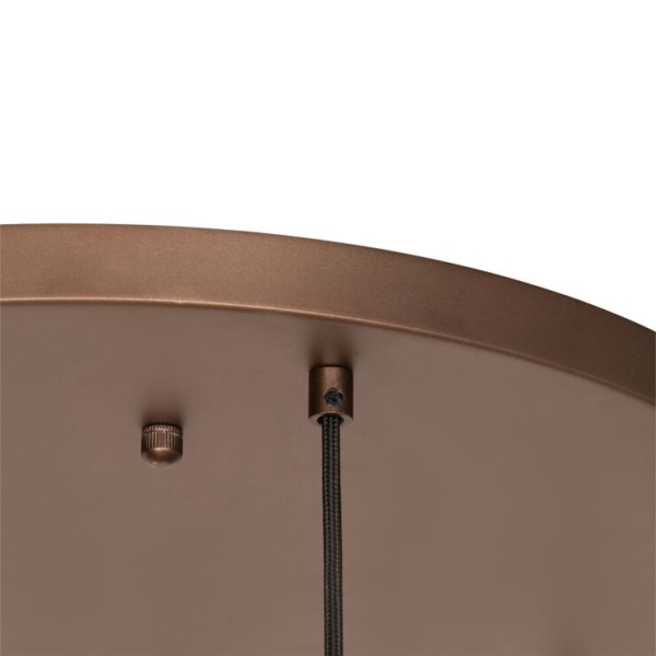 Art deco hanglamp donkerbrons met amber glas 7-lichts - sandra