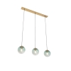 Art deco hanglamp messing met groen glas 3-lichts - pallon