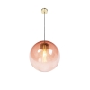 Art deco hanglamp messing met roze glas 33 cm - pallon