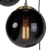 Art deco hanglamp messing met zwart glas 3-lichts - pallon