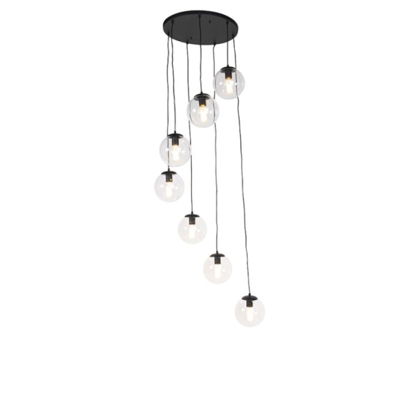 Art deco hanglamp zwart 7-lichts - pallon