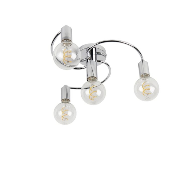 Art deco plafondlamp chroom 4-lichts - facil
