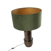 Art deco tafellamp brons velours kap groen met goud 50 cm - bruut