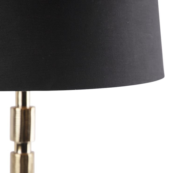 Art deco tafellamp goud met katoenen kap zwart 45 cm - torre
