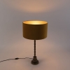 Art deco tafellamp met velours kap geel 35 cm - pisos