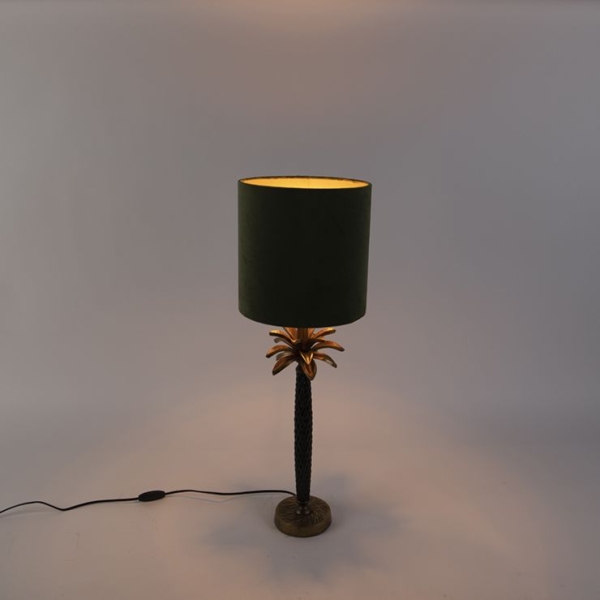 Art deco tafellamp met velours kap groen 25 cm - areka