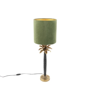 Art deco tafellamp met velours kap groen 25 cm - Areka
