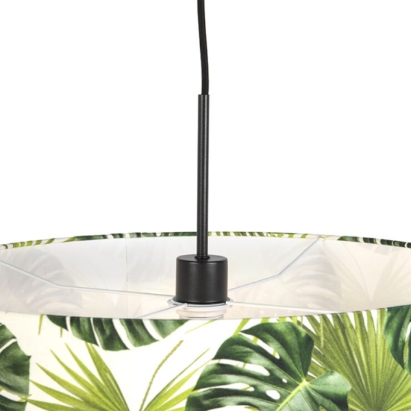 Botanische hanglamp zwart met leaf kap 50cm - combi 1