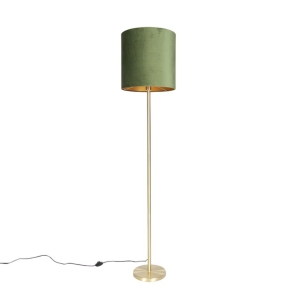 Botanische vloerlamp messing met groene kap 40 cm - Simplo