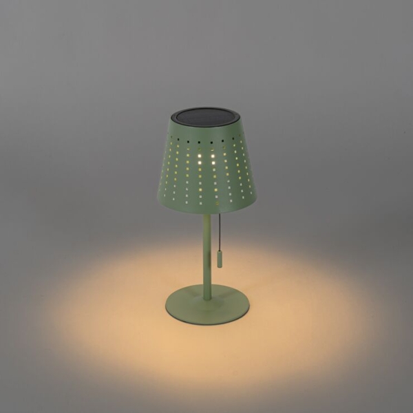 Buiten tafellamp groen incl. Led 3-staps dimbaar oplaadbaar en solar - ferre