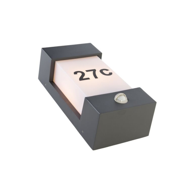 Buiten wandlamp donkergrijs ip44 bewegingssensor - tide
