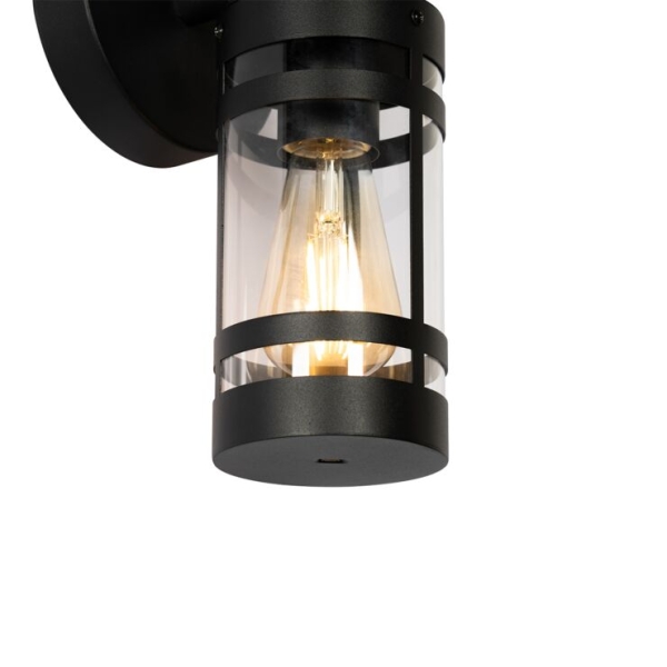 Buiten wandlamp zwart ip44 met schemersensor - ruben