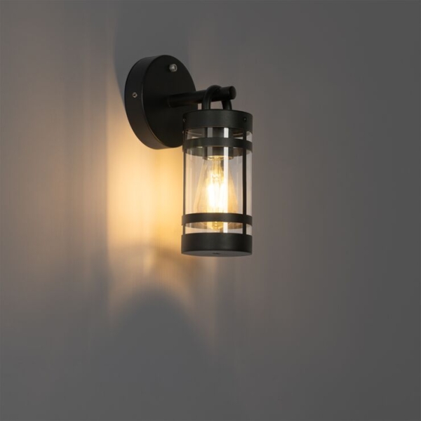 Buiten wandlamp zwart ip44 met schemersensor - ruben