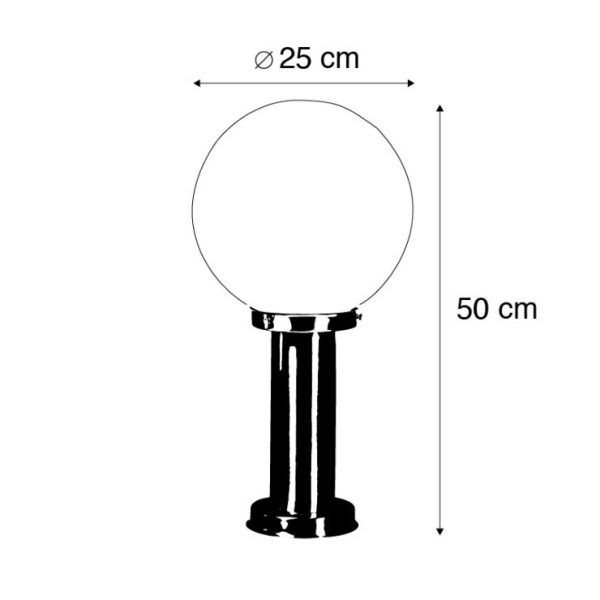 Buitenlamp staal rvs 50 cm - sfera met grondpin en kabelmof