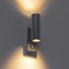 Buitenwandlamp antraciet 2-lichts ip44 met bewegingssensor - duo