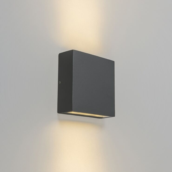 Buitenwandlamp donkergrijs ip54 incl. Led 2-lichts - otan
