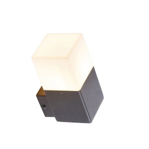 Buitenwandlamp zwart met opaal witte kap ip44 - denmark