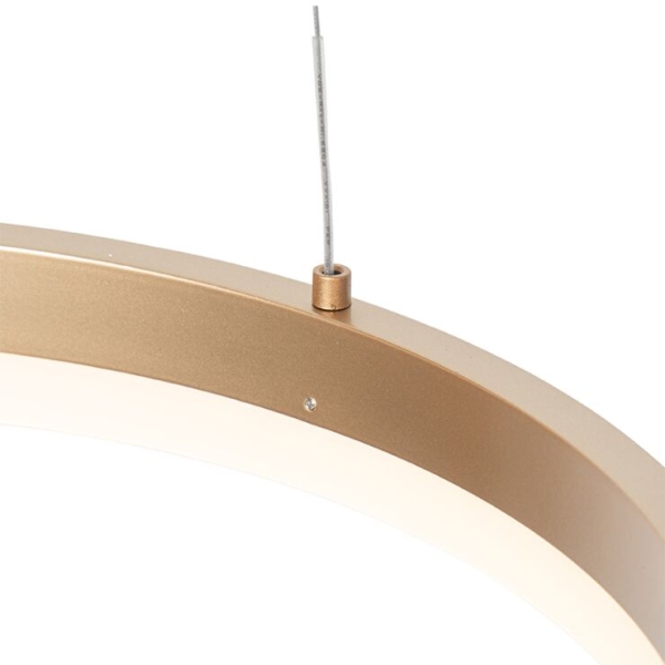 Design hanglamp goud 40 cm incl. Led 3-staps dimbaar - anello