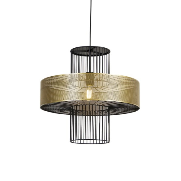Design hanglamp goud met zwart 50 cm - tess