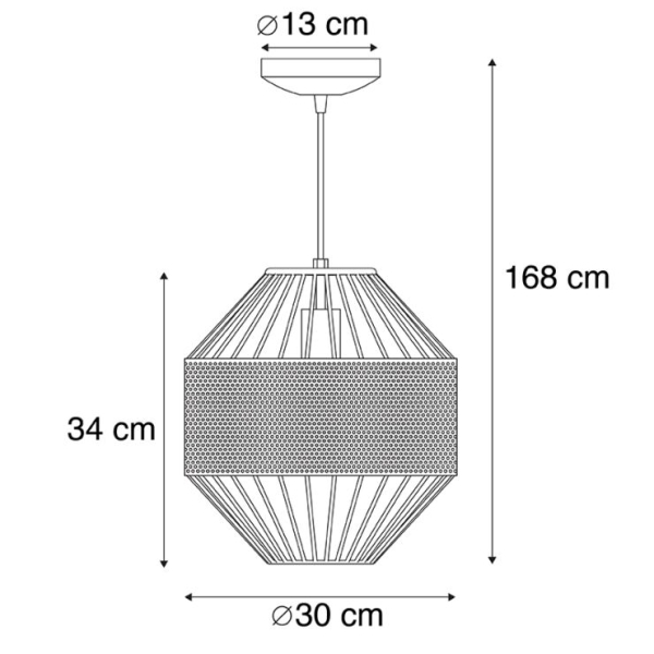 Design hanglamp koper met zwart 30 cm - mariska