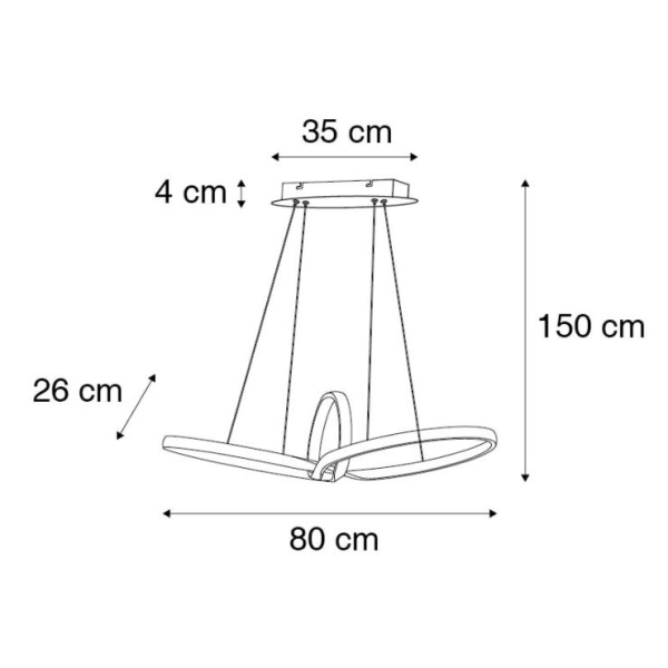 Design hanglamp staal incl. Led 3-staps dimbaar - levi