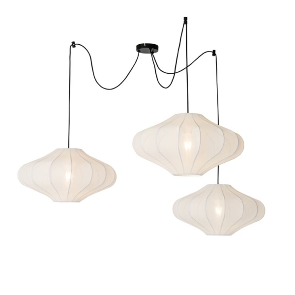Design hanglamp wit 50 cm 3-lichts - plu