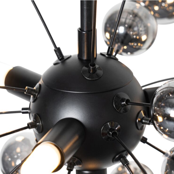 Design hanglamp zwart en smoke glas 4-lichts - explode