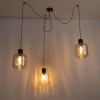 Design hanglamp zwart met amber glas 3 lichts 226 cm qara 14