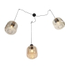 Design hanglamp zwart met amber glas 3-lichts 226 cm - qara