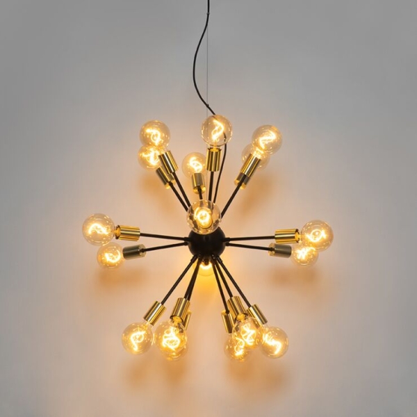 Design hanglamp zwart met goud 18-lichts - juul