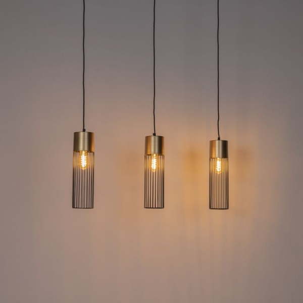 Design hanglamp zwart met goud 3-lichts - maura