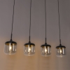 Design hanglamp zwart met goud en smoke glas 4-lichts - kyan