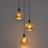 Design hanglamp zwart met goud glas 3-lichts - bert