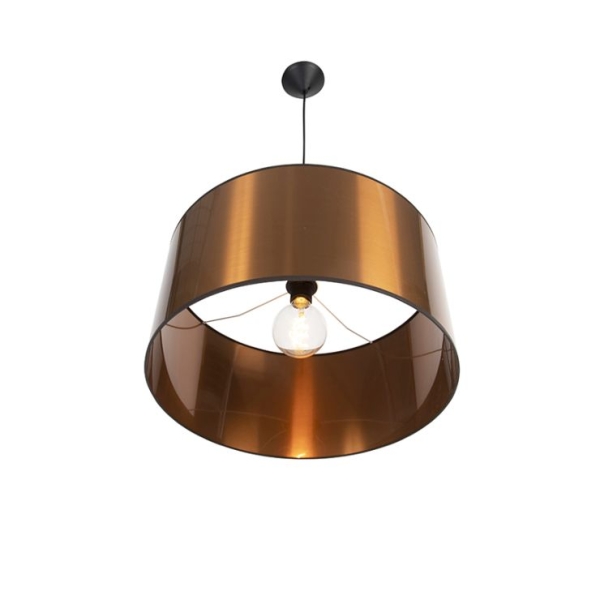 Design hanglamp zwart met koperen kap 50 cm - pendel