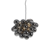 Design hanglamp zwart met smoke glas 8-lichts rond - uvas