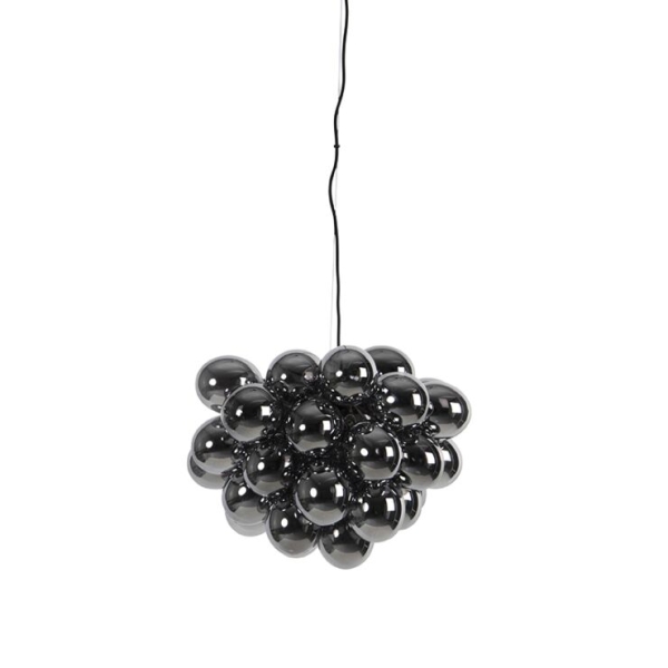Design hanglamp zwart met smoke glas 8 lichts rond uvas 14