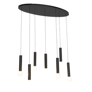 Design hanglamp zwart ovaal 7-lichts - Tuba