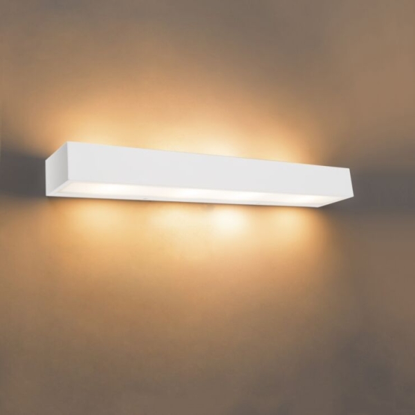 Design langwerpige wandlamp wit 60 cm - houx