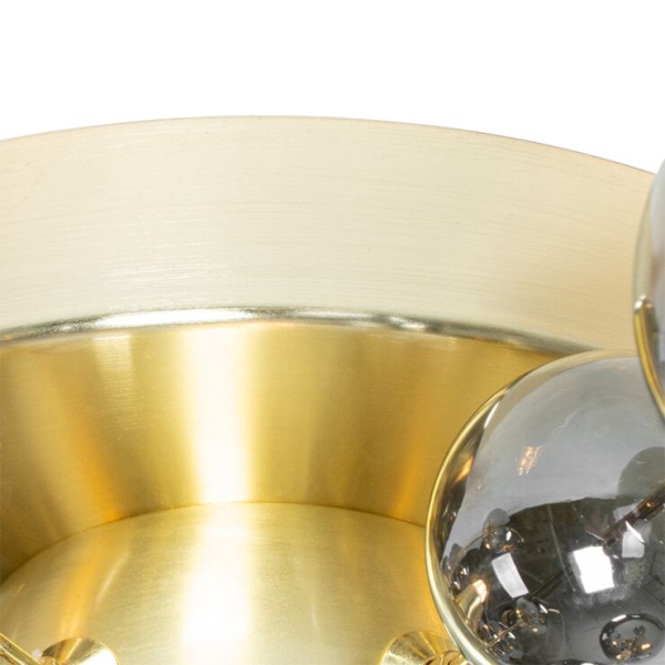 Design plafondlamp messing met smoke glas 40 cm 4-lichts - explode
