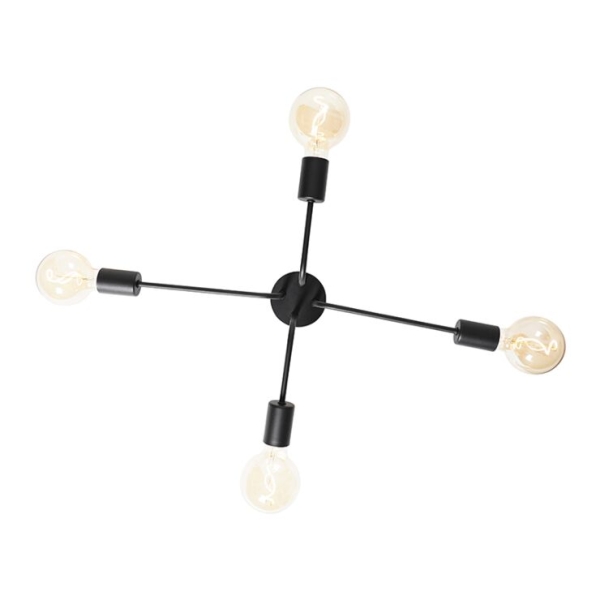 Design plafondlamp zwart 4-lichts - facile
