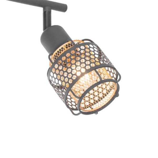 Design plafondlamp zwart met goud 2-lichts - noud