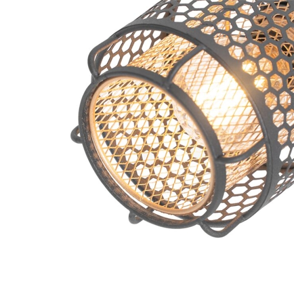 Design plafondlamp zwart met goud 4-lichts langwerpig - noud