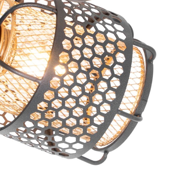 Design plafondlamp zwart met goud 5-lichts - noud