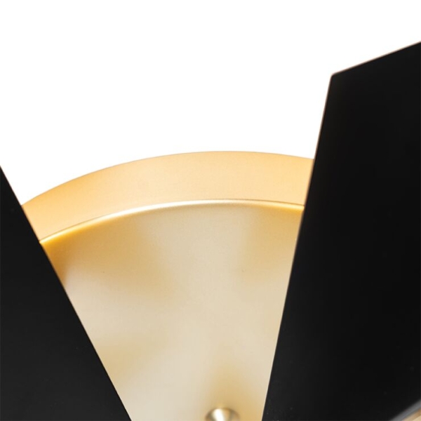Design plafondlamp zwart met goud 5-lichts - sinem
