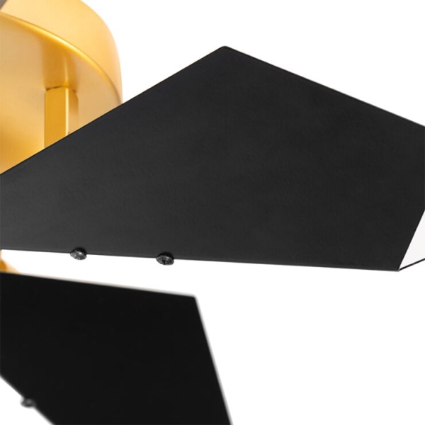 Design plafondlamp zwart met goud 5-lichts - sinem