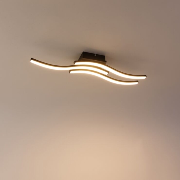 Design plafondlamp zwart met hout incl. Led 3-lichts - vanesa